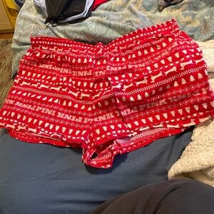 Red Holiday Print Shorts